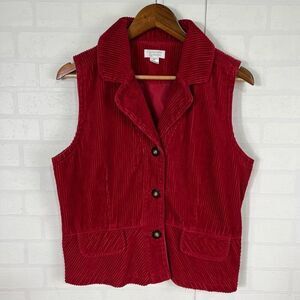 Christopher and Banks Womens Corduroy Vest Size M Red